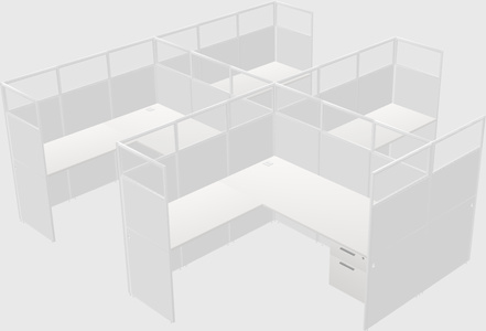 Shared l-shaped cubicle