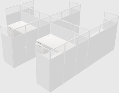 Shared l-shaped cubicle