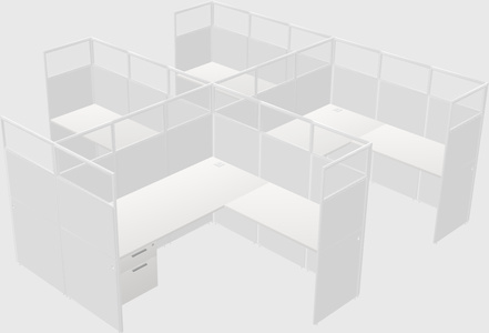 Shared l-shaped cubicle