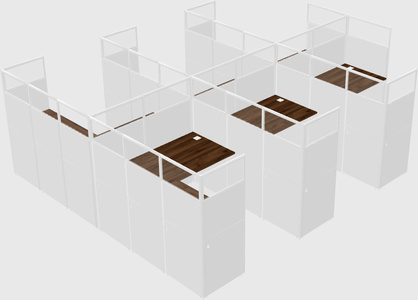 Shared l-shaped cubicle