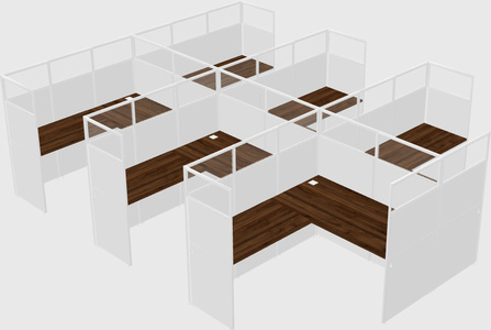 Shared l-shaped cubicle