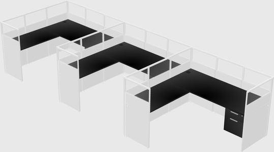 Shared l-shaped cubicle