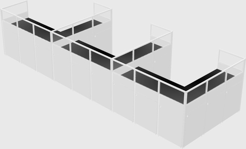 Shared l-shaped cubicle