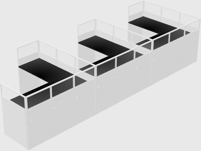 Shared l-shaped cubicle