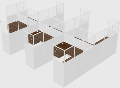 Shared l-shaped cubicle