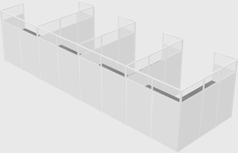 Shared l-shaped cubicle