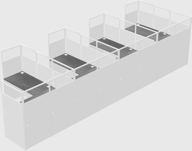 Shared l-shaped cubicle