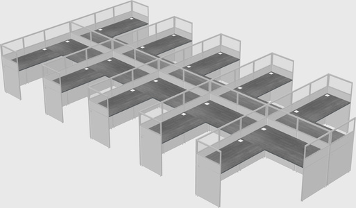 Shared l-shaped cubicle