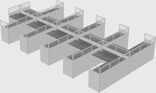 Shared l-shaped cubicle
