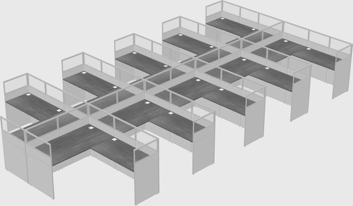 Shared l-shaped cubicle