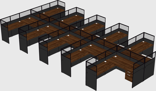 Shared l-shaped cubicle