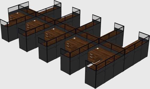 Shared l-shaped cubicle
