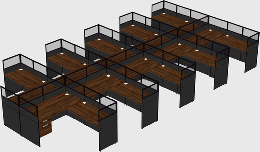 Shared l-shaped cubicle