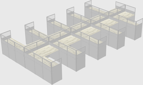 Shared l-shaped cubicle