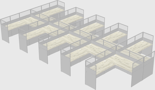 Shared l-shaped cubicle