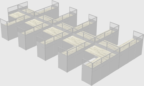 Shared l-shaped cubicle