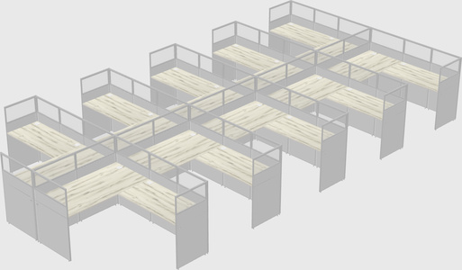 Shared l-shaped cubicle