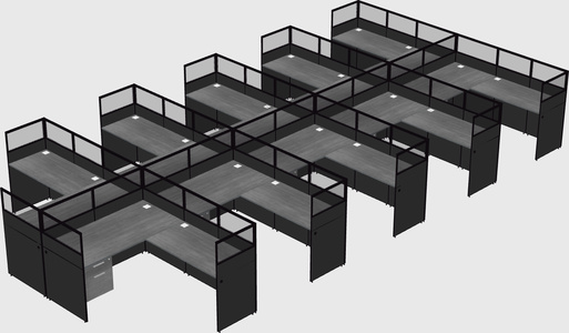Shared l-shaped cubicle