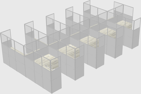 Shared l-shaped cubicle