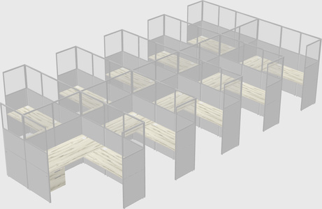 Shared l-shaped cubicle
