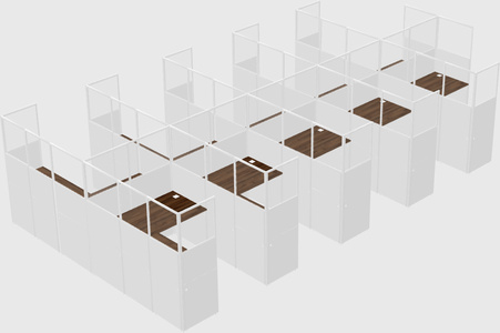 Shared l-shaped cubicle