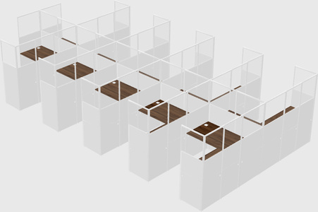 Shared l-shaped cubicle