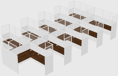 Shared l-shaped cubicle