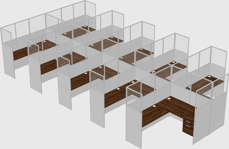 Shared l-shaped cubicle