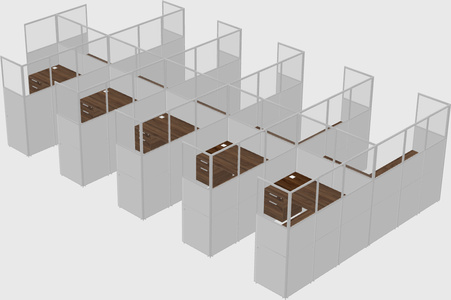 Shared l-shaped cubicle