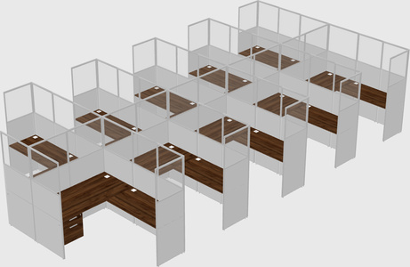 Shared l-shaped cubicle