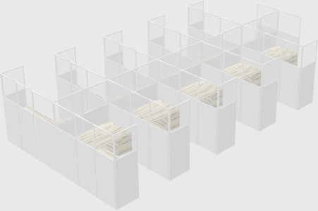 Shared l-shaped cubicle