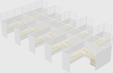 Shared l-shaped cubicle