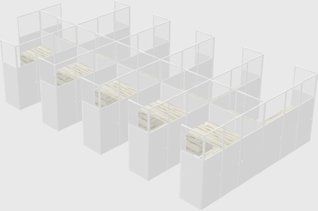 Shared l-shaped cubicle