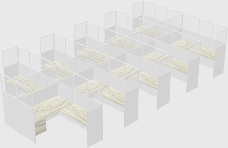 Shared l-shaped cubicle