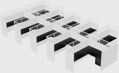 Shared l-shaped cubicle