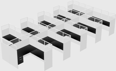 Shared l-shaped cubicle
