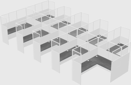 Shared l-shaped cubicle