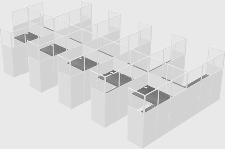 Shared l-shaped cubicle