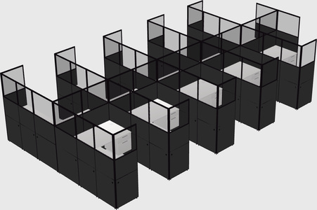 Shared l-shaped cubicle