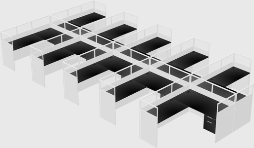 Shared l-shaped cubicle