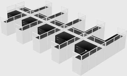 Shared l-shaped cubicle