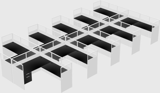 Shared l-shaped cubicle