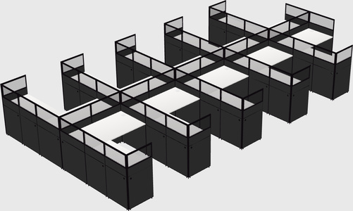 Shared l-shaped cubicle
