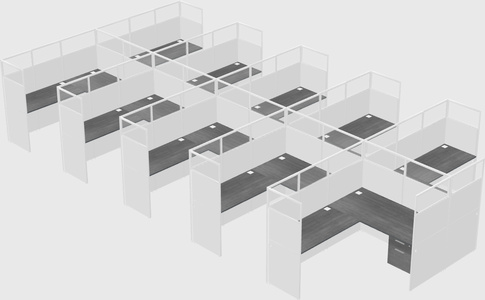 Shared l-shaped cubicle