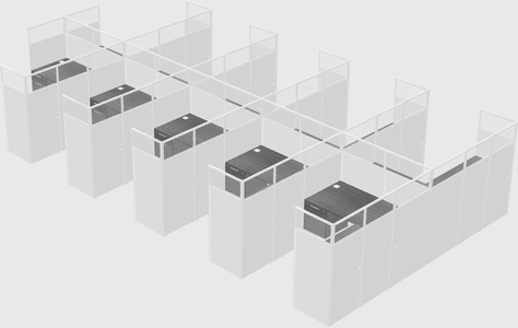 Shared l-shaped cubicle