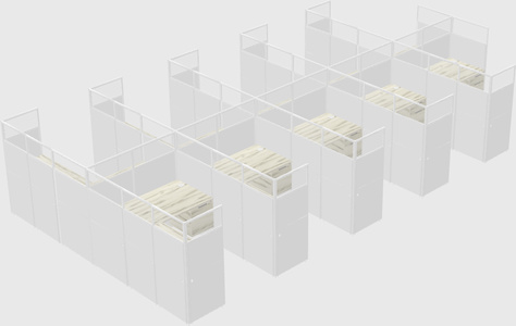 Shared l-shaped cubicle