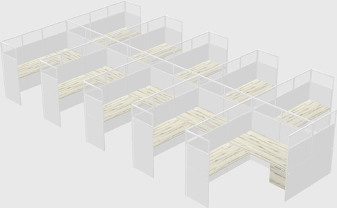 Shared l-shaped cubicle