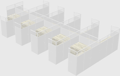 Shared l-shaped cubicle