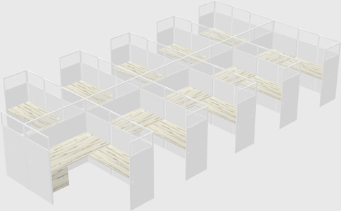 Shared l-shaped cubicle