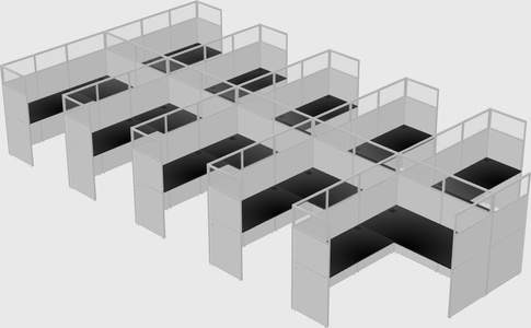 Shared l-shaped cubicle